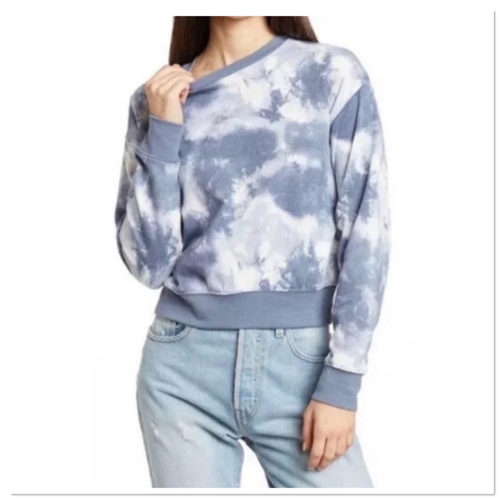 Abound Women’s Blue Ivory Tie Dye Fleece Sweatshirt Size M